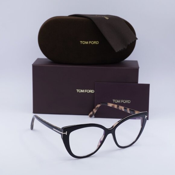 Tom Ford FT5673-B 005 Cat Eye Eyeglasses 54mm - Black/Havana - Picture 6 of 9
